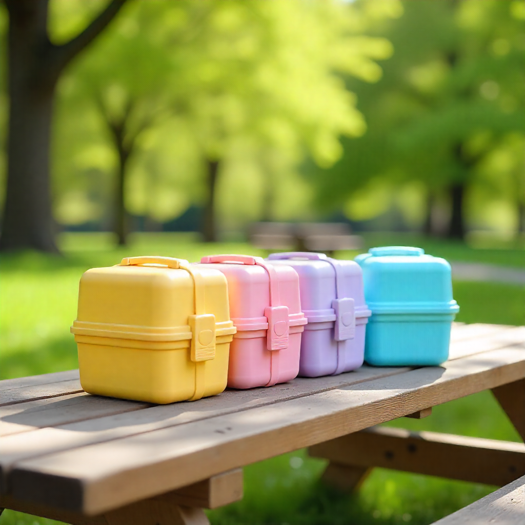 Lancheiras coloridas organizadas
