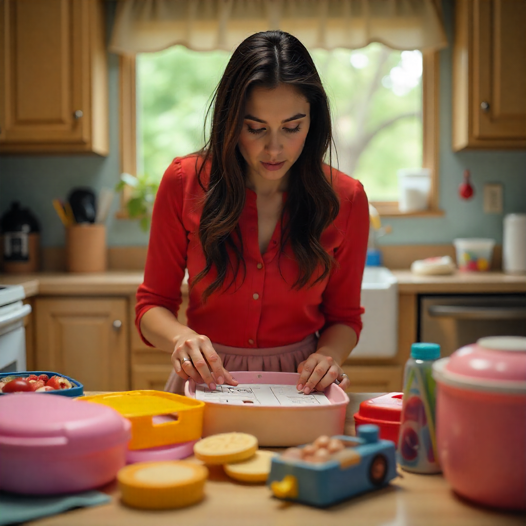 Mãe preparando lancheira com carinho